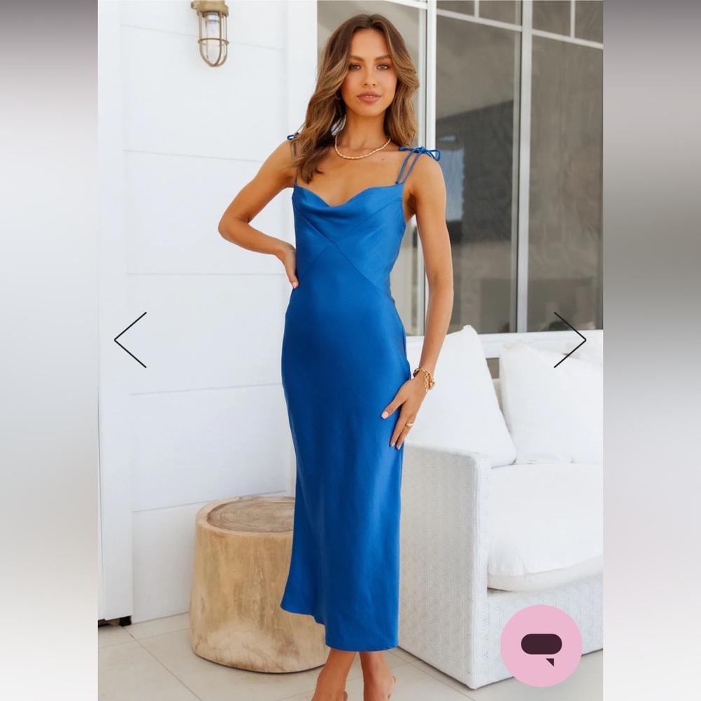 Hello Molly SLIP INTO THE NIGHT MIDI DRESS BLUE Large